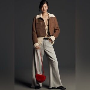 NWT 🆕 Anthropologie - Pilcro Adi Mid-rise Frayed Relaxed Flare Jeans in Gray 27